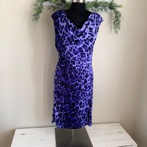 Ronni Nicole Blue Leopard Print Dress